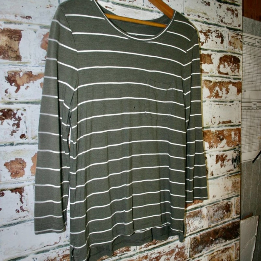 Banana Republic Cotton + Modal Green Malibu Tee Striped 3/4 Sleeve Shirt Size S - Picture 2 of 4